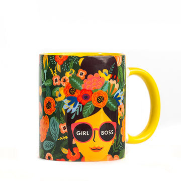 GIRL BOSS YELLOW FLORAL MUG