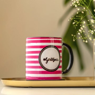 GIRL BOSS PINK STRIPES- MUG