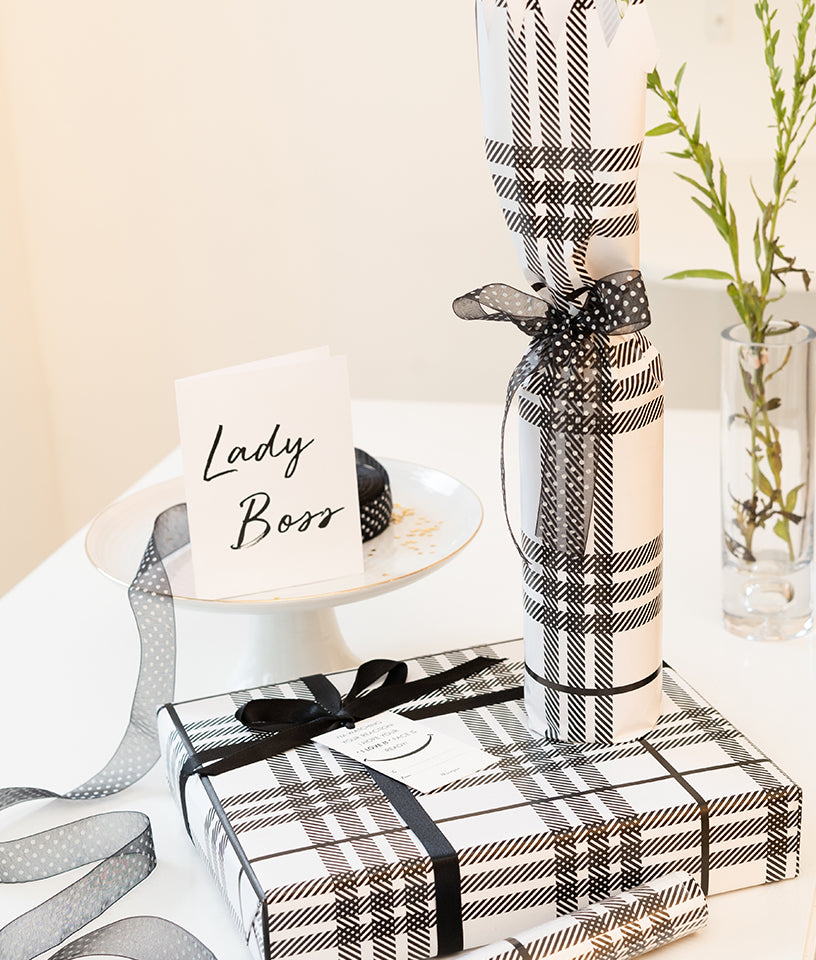 BLACK AND WHITE CHECKS- GIFT WRAPPING PAPER