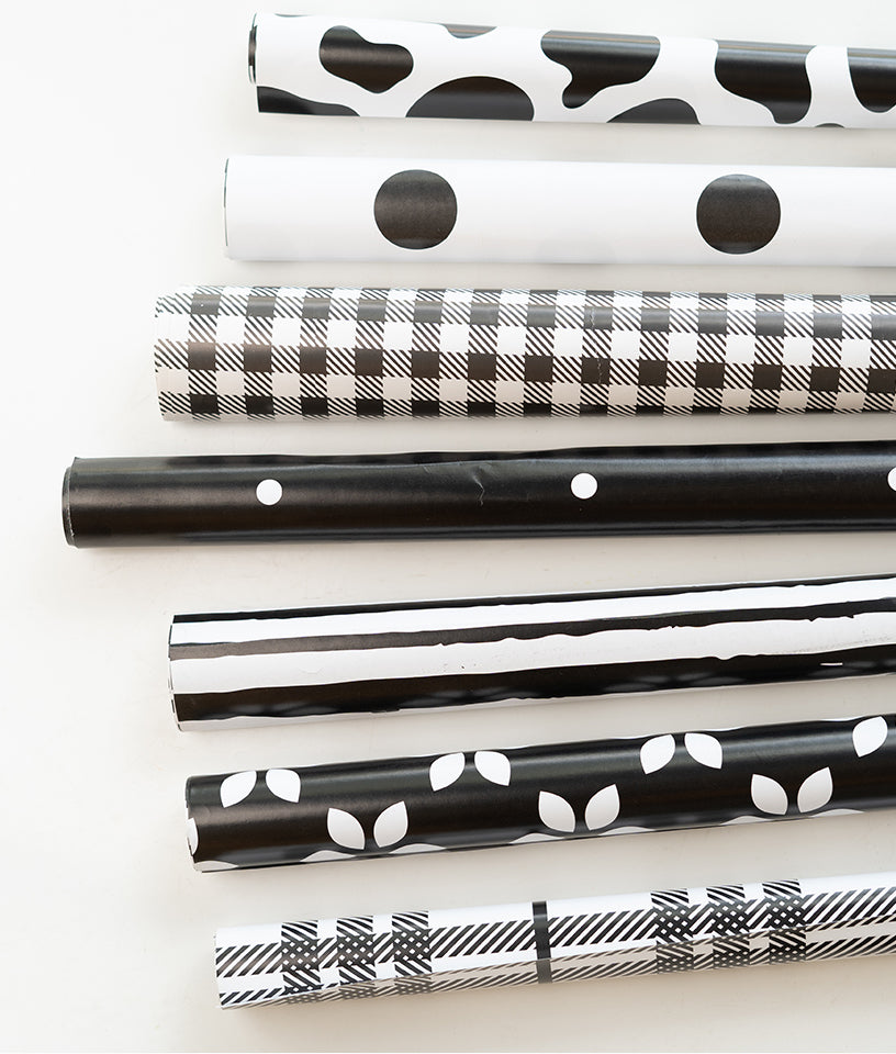 BLACK AND WHITE FLORAL- GIFT WRAPPING PAPER