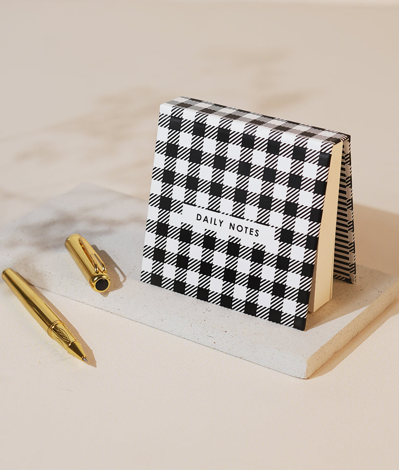 DAILY NOTES BLACK AND WHITE CHECKS- JOTTER NOTEPAD