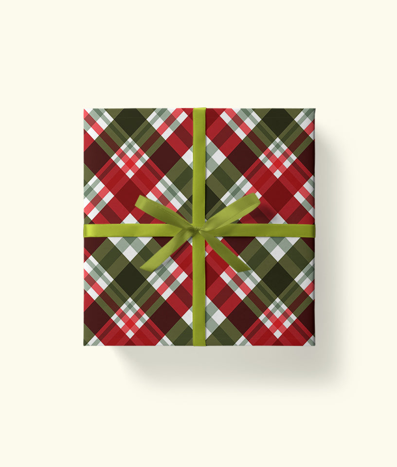 RED GREEN GINGHAM- GIFT WRAPPING PAPER