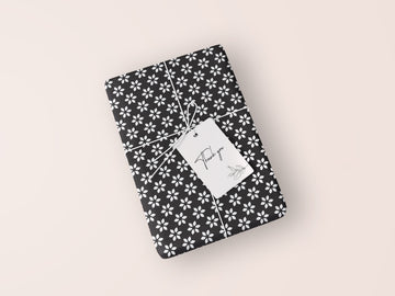 BLACK AND WHITE FLORAL- GIFT WRAPPING PAPER