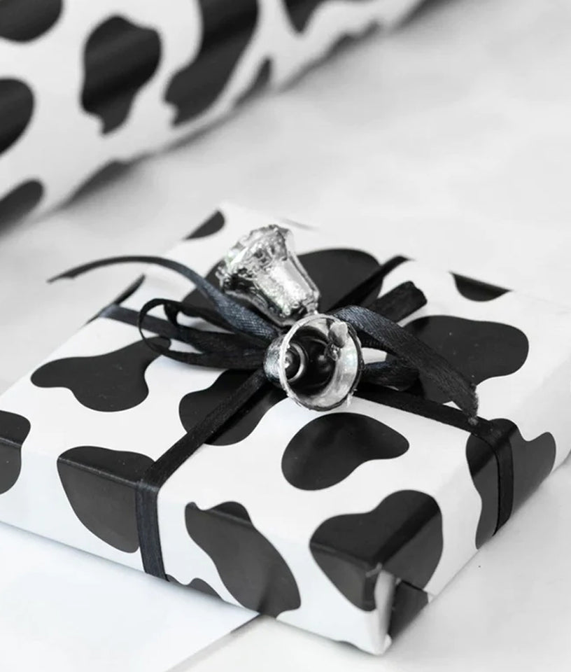 BLACK AND WHITE COW PRINT  GIFT WRAPPING PAPER
