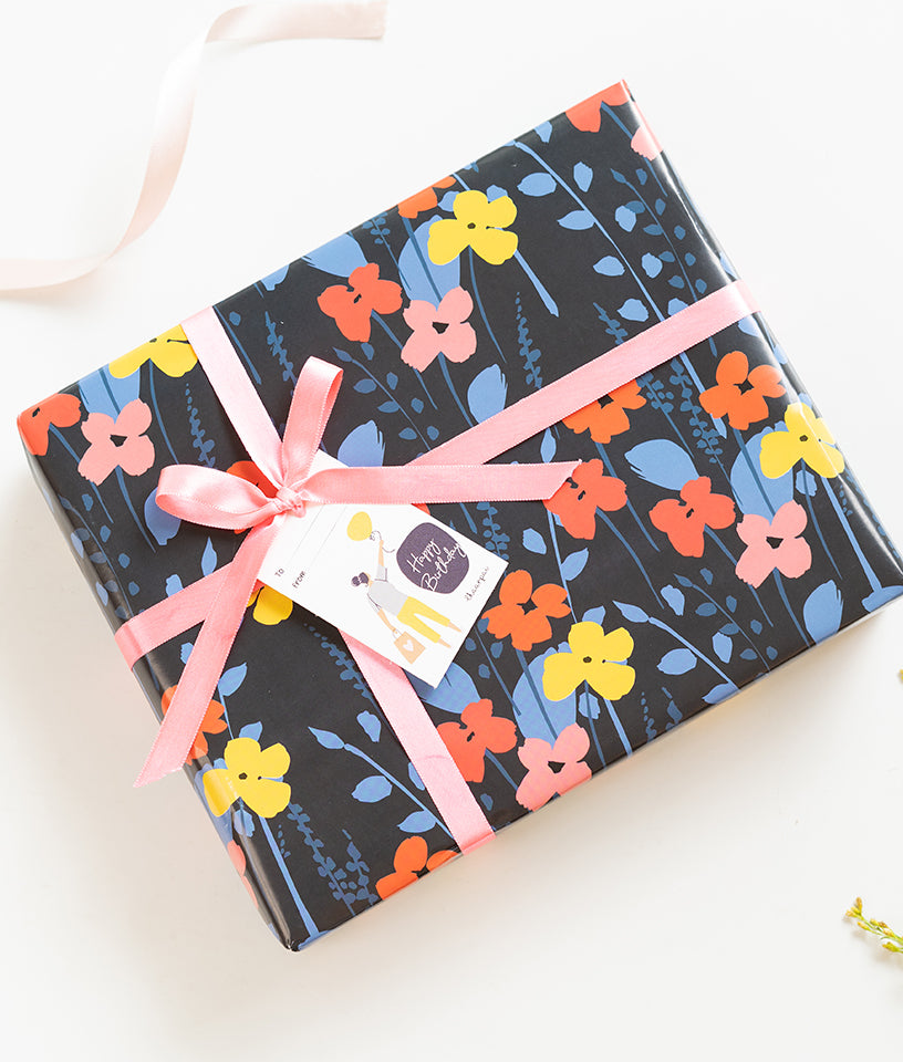 NAVY BLUE FLORAL- GIFT WRAPPING PAPER