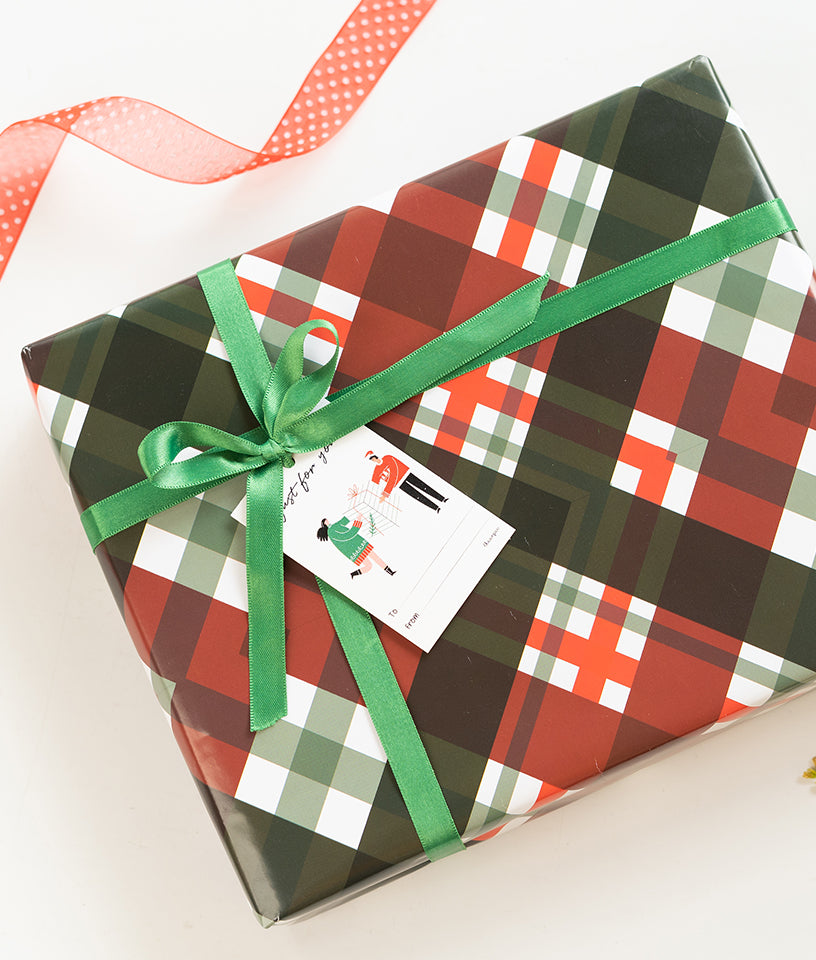 RED GREEN GINGHAM- GIFT WRAPPING PAPER