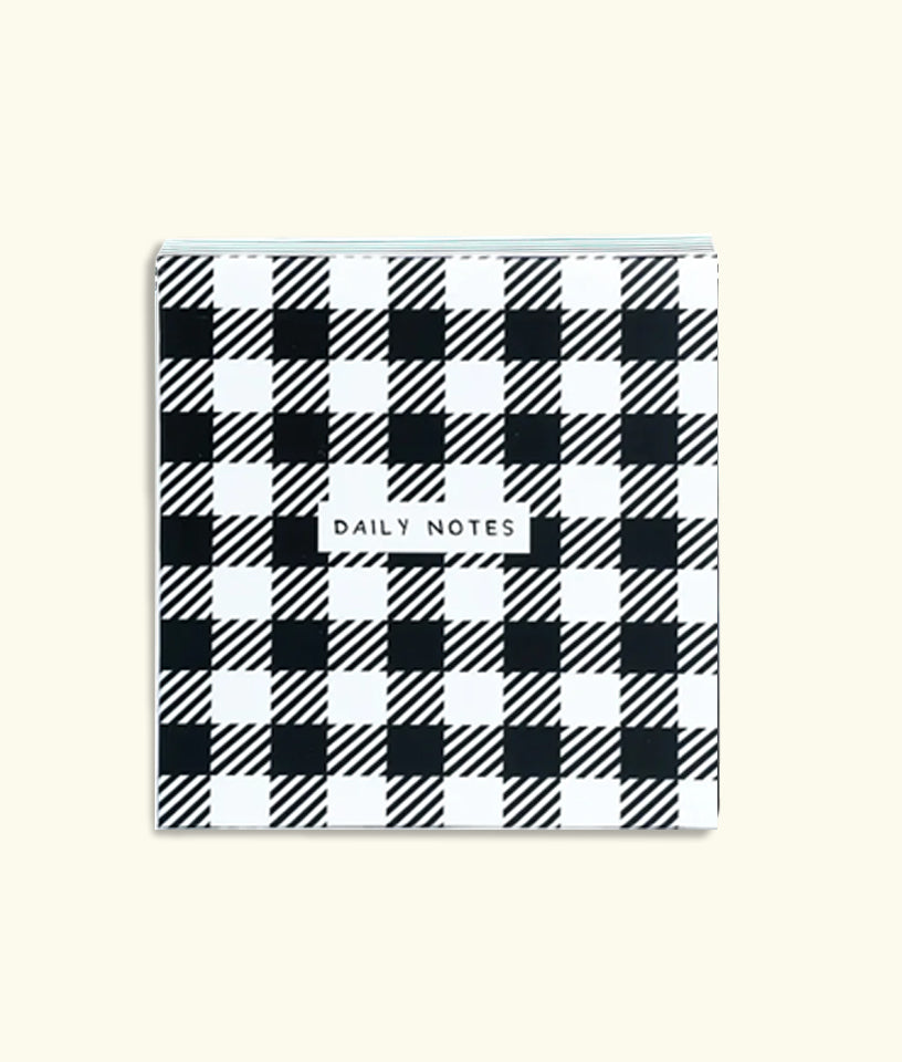 DAILY NOTES BLACK AND WHITE CHECKS- JOTTER NOTEPAD
