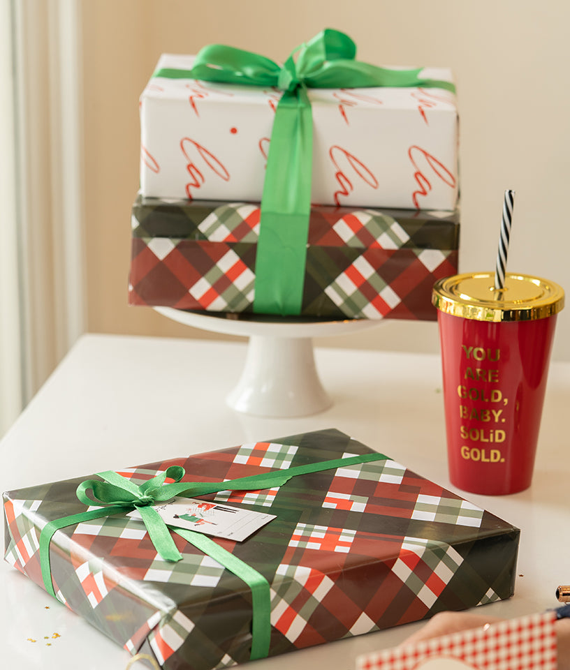 RED GREEN GINGHAM- GIFT WRAPPING PAPER