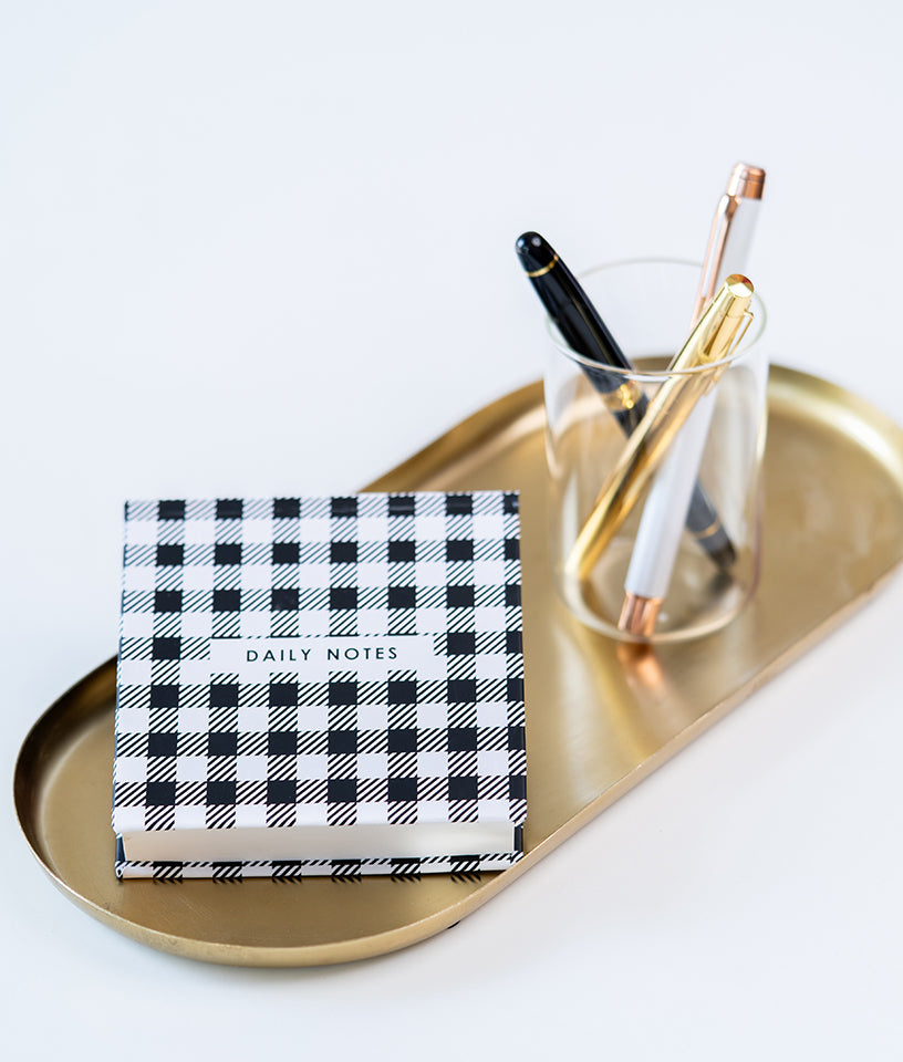 DAILY NOTES BLACK AND WHITE CHECKS- JOTTER NOTEPAD