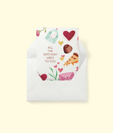 All the Birthday Vibes- greeting card