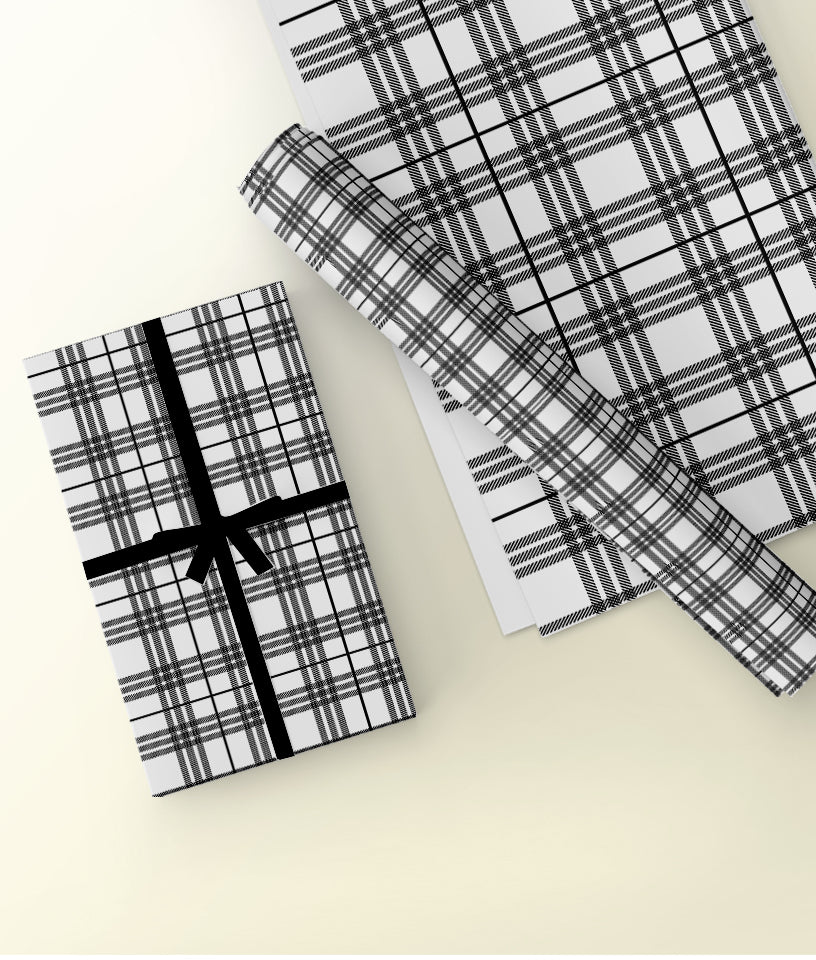 BLACK AND WHITE CHECKS- GIFT WRAPPING PAPER