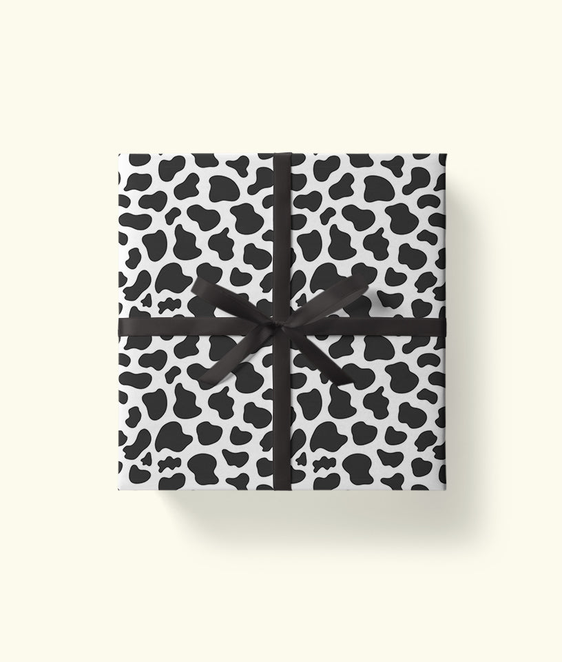 BLACK AND WHITE COW PRINT  GIFT WRAPPING PAPER