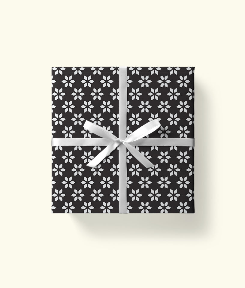 BLACK AND WHITE FLORAL- GIFT WRAPPING PAPER
