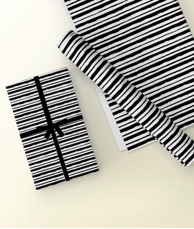 BLACK AND WHITE LINES- GIFT WRAPPING PAPER