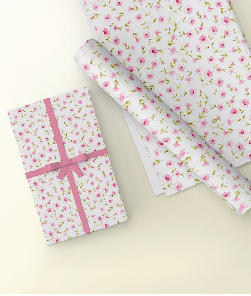 PINK FLORAL PATTERN- GIFT WRAPPING PAPER