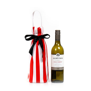 WHITE AND RED STRIPES- WINE BAG