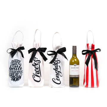 WHITE AND RED STRIPES- WINE BAG