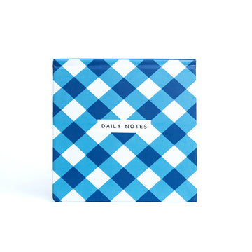 DAILY NOTES WHITE AND BLUE GINGHAM PATTERN-  JOTTER  NOTEPAD
