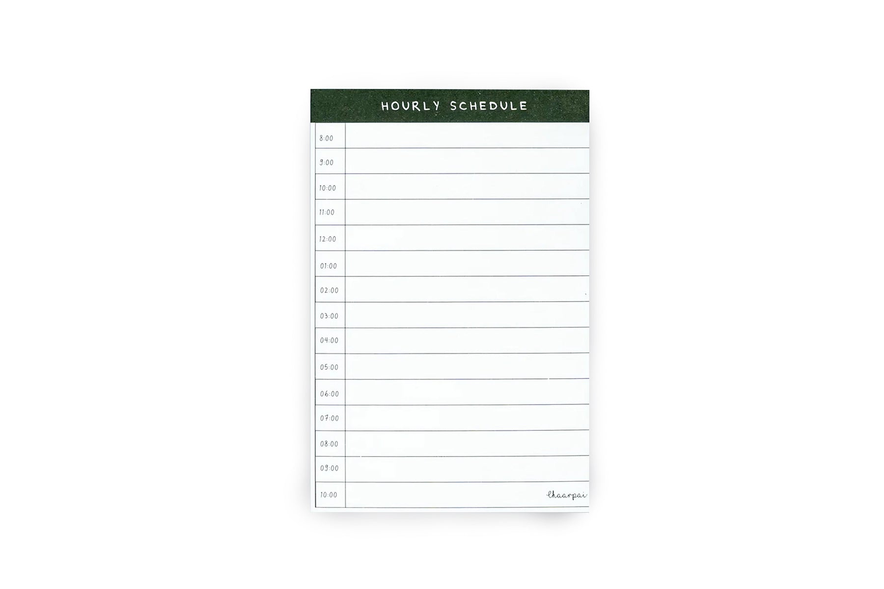 HOURLY SCHEDULE- NOTEPAD