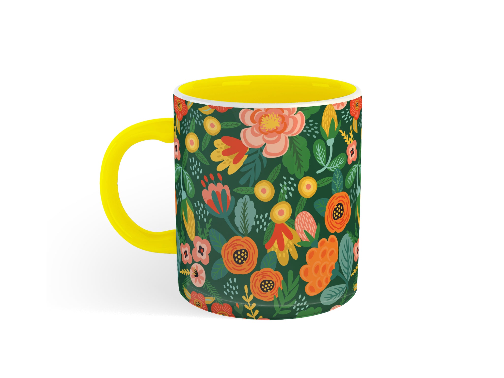 YELLOW FLORAL COFFEE MUG