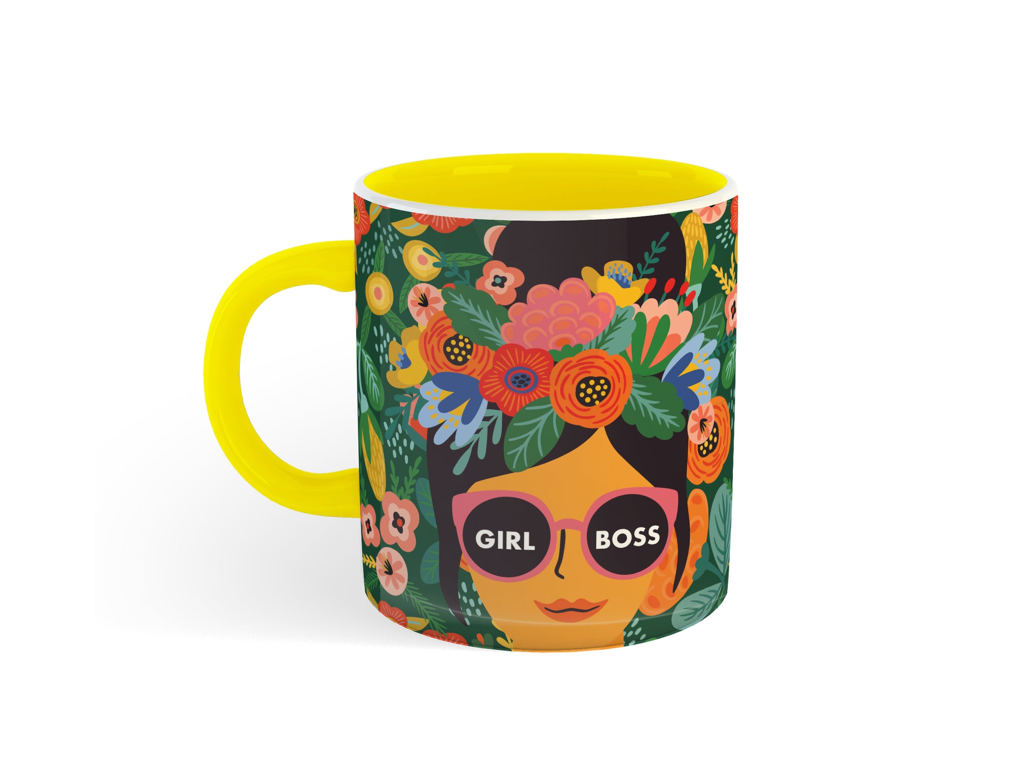 GIRL BOSS YELLOW FLORAL MUG