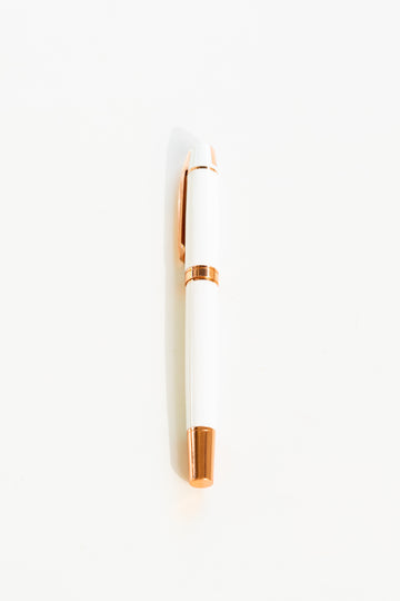 DREAMER ROLLERGEL PEN- WHITE AND ROSE GOLD