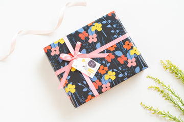 NAVY BLUE FLORAL- GIFT WRAPPING PAPER