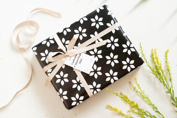 BLACK AND WHITE FLORAL- GIFT WRAPPING PAPER