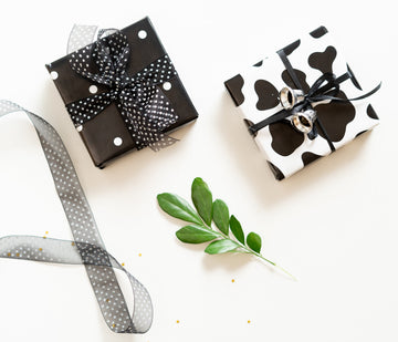 BLACK AND WHITE COW PRINT  GIFT WRAPPING PAPER